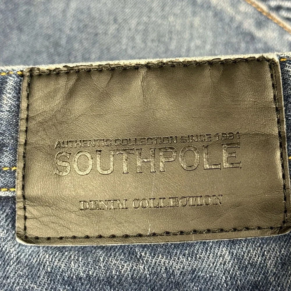 Rare Southpole Y2K Moto Biker Jeans Mens Clean Streetwear Aesthetic - Size 32x30 - Picture 5 of 7